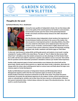 Garden School Newsletter 10-3-14