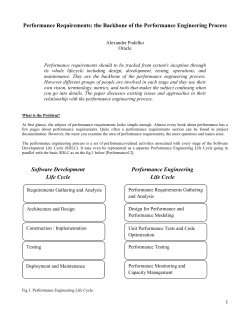 Performance Requirements: the Backbone of