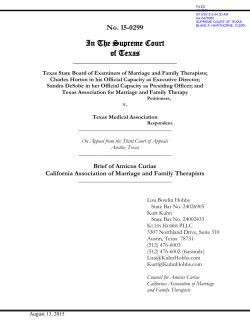 CAMFT files Amicus Brief in Support of Texas State Board of