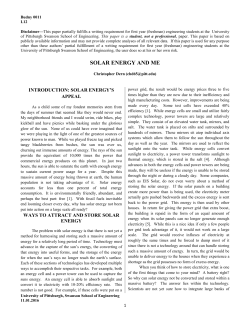 solar energy and me - University of Pittsburgh