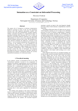 Intonation as a Constraint on Inferential Processing