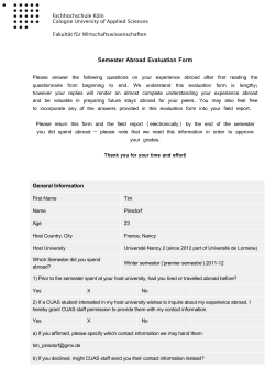 Semester Abroad Evaluation Form_Tim Pinsdorf_Universit&eacute; Nancy 2