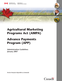 Agricultural Marketing Programs Act (AMPA) Advance Payments