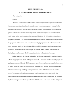 PLAGIARISM POLICIES AND SCREENING AT AMJ Copy and paste