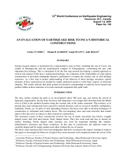 An Evaluation of Earthquake Risk to Inca`s