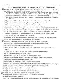 CHAPTER 3 REVIEW SHEET: THE FRENCH