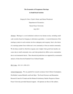 The Economics of Exogamous Marriage in Small