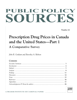 Prescription Drug Prices in Canada and the United States&mdash;Part 1 A
