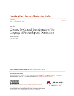 Glossary for Cultural Transformation: The Language of Partnership