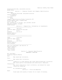 Material Safety Data Sheet Potassium Chloride, saturated solution