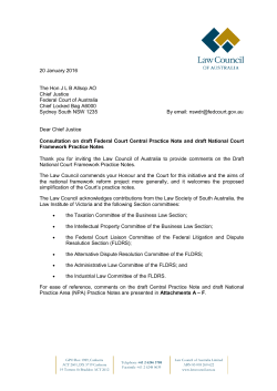 20 January 2016 The Hon J L B Allsop AO Chief Justice Federal