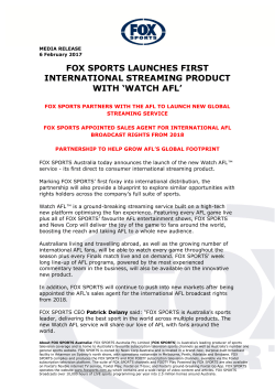 FOX SPORTS LAUNCHES FIRST INTERNATIONAL STREAMING