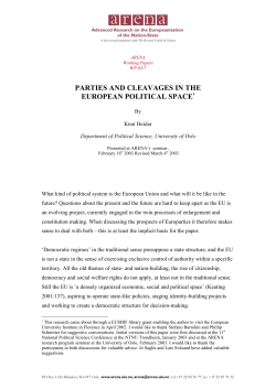 PARTIES AND CLEAVAGES IN THE EUROPEAN POLITICAL