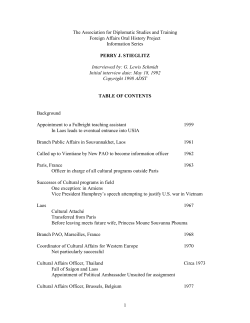 1 The Association for Diplomatic Studies and Training Foreign