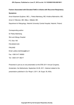 Factors Associated with Elevated FeNO in Infants with Recurrent