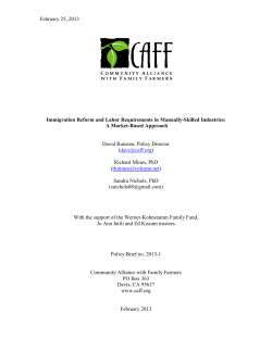 Immigration Reform and Labor Requirements in Manually