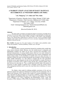 a markov chain analysis of daily rainfall occurrence at western