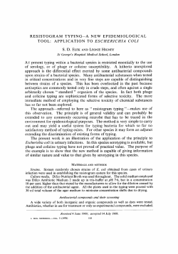 APPLICATION TO ESCHERICHIA COLI s. D. ELEK AND LEONIE
