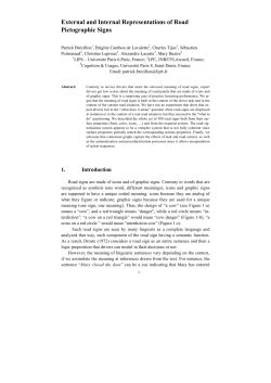 External and Internal Representations of Road Pictographic Signs