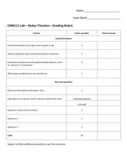 CHM111 Lab &ndash; Redox Titration &ndash; Grading Rubric
