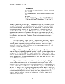 Louis Groarke An Aristotelian Account of Induction: Creating