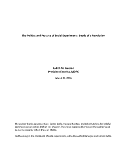 The Politics and Practice of Social Experiments: Seeds of a
