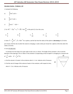 AP Calculus AB Semester One Exam Review 2014-2015