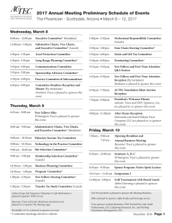 2017 Annual Meeting Preliminary Schedule of Events