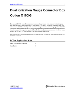 Installation of the O100IG Dual Ionization Gauge Option for IGC100