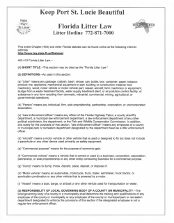 Florida Litter Law - City of Port St. Lucie