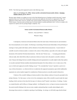 Science and the Ecclesiastical Homosexuality