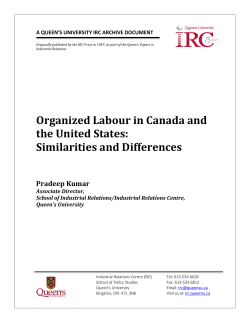 Organized Labour in Canada and the United States