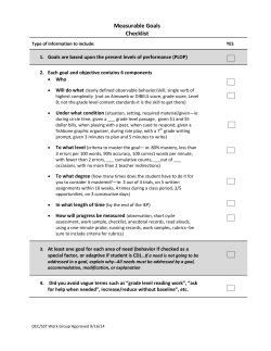 Measurable Goals Checklist