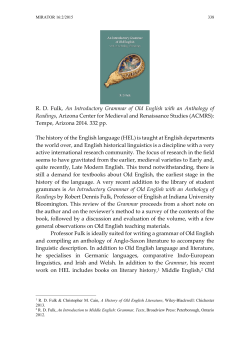 RD Fulk, An Introductory Grammar of Old English with an Anthology