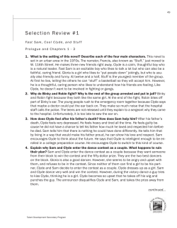 Selection Review #1 - Talent Development Secondary