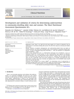 Development and validation of criteria for determining undernutrition