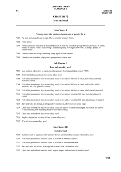 Chapter 72 Notes : Iron and steel