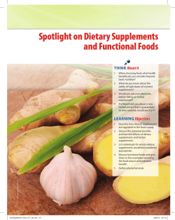 Spotlight on Dietary Supplements and Functional Foods