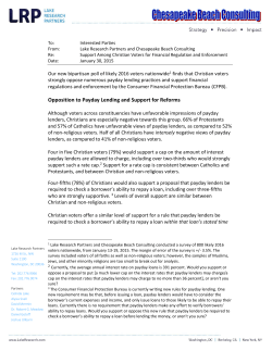 Opposition to Payday Lending and Support for Reforms