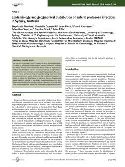 Epidemiology and geographical distribution of enteric protozoan