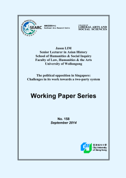 The political opposition in Singapore: Challenges in its work towards