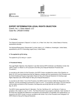 EXPERT DETERMINATION LEGAL RIGHTS OBJECTION Coach