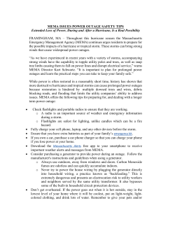MEMA ISSUES POWER OUTAGE SAFETY TIPS Extended Loss of