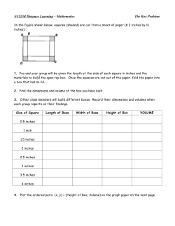 NCSSM Distance Learning &ndash; Mathematics The Box Problem