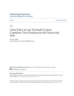 Labor Policy in Late Twentieth Century Capitalism: New Paradoxes