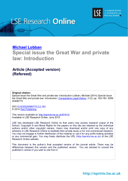Special issue the Great War and private law