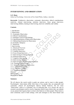 Interviewing and Observation