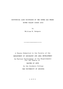 HISTORICAL LAND OCCUPANCE OF TUE UPPER SAN PEDRO