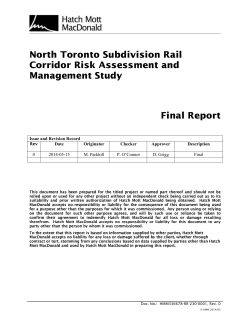 North Toronto Subdivision Rail Corridor Risk