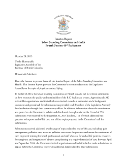 Interim Report Select Standing Committee on Health Fourth Session